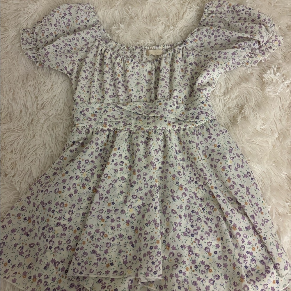 Altar'd State Floral Dress in Purple and White